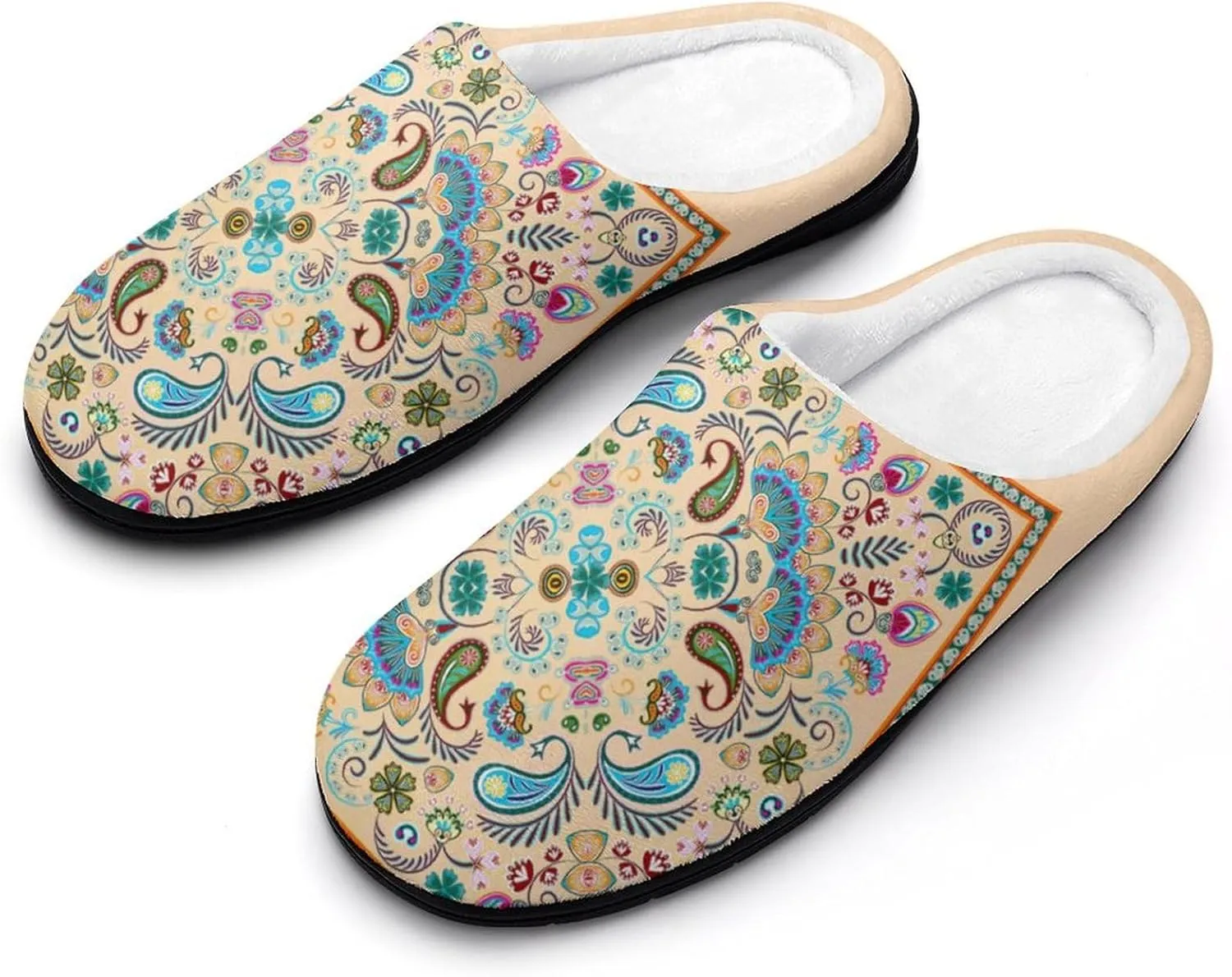 Women House Slippers Ladies Christmas Cotton Slippers Memory Foam Clog Slippers Non-Slip Warm Indoor Outdoor Shoes