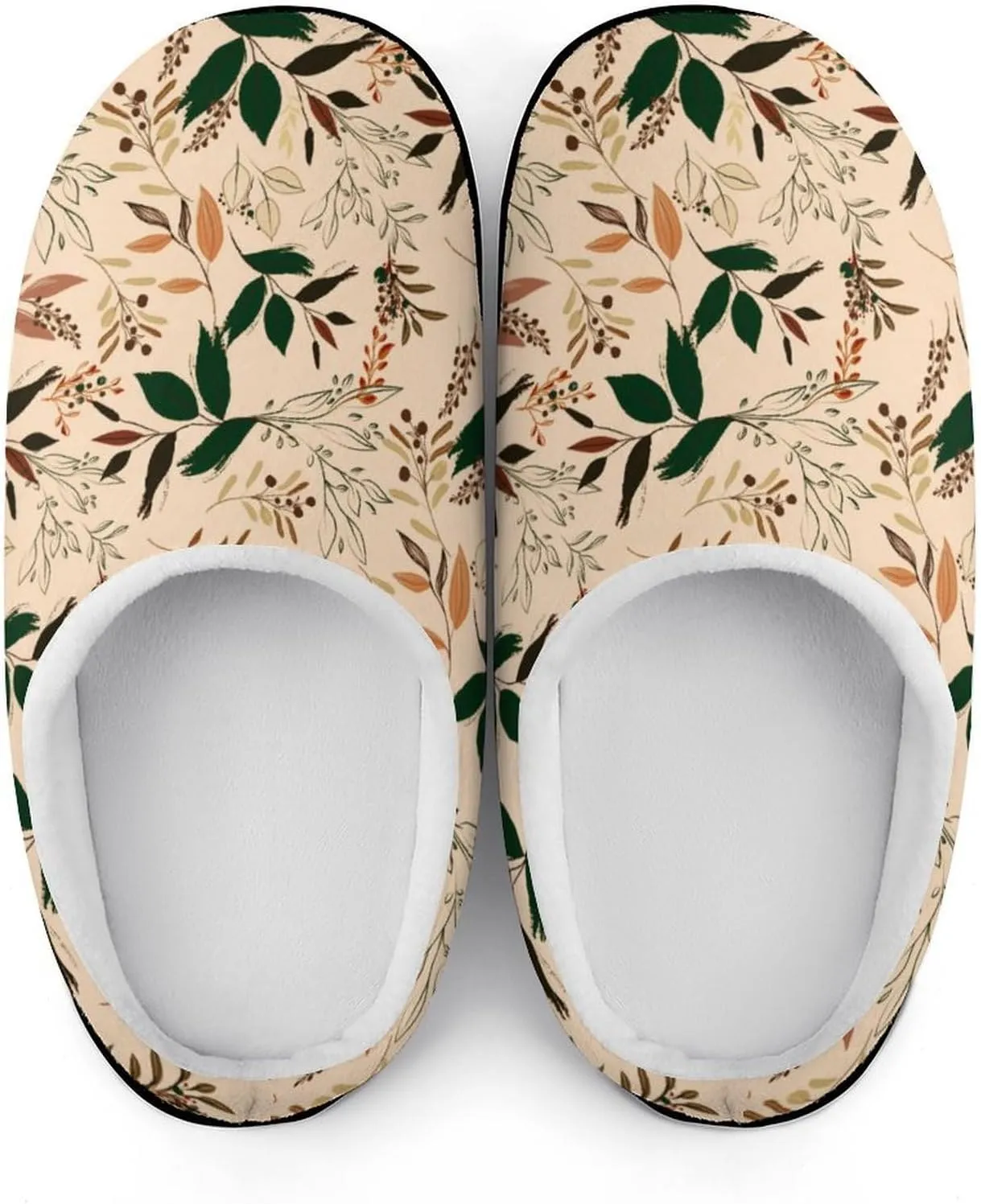 Women House Slippers Ladies Christmas Print Cotton Slippers Soft Clog Slippers Non-Slip Sole Warm Indoor Outdoor Shoes