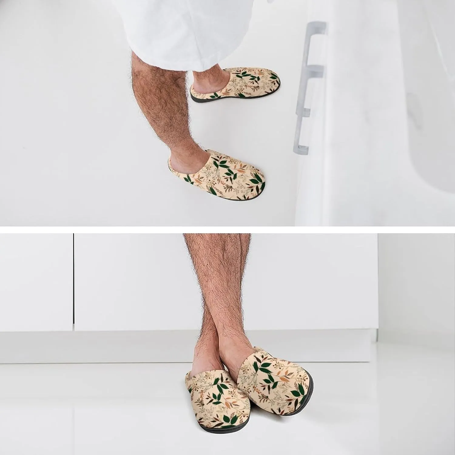 Women House Slippers Ladies Christmas Print Cotton Slippers Soft Clog Slippers Non-Slip Sole Warm Indoor Outdoor Shoes