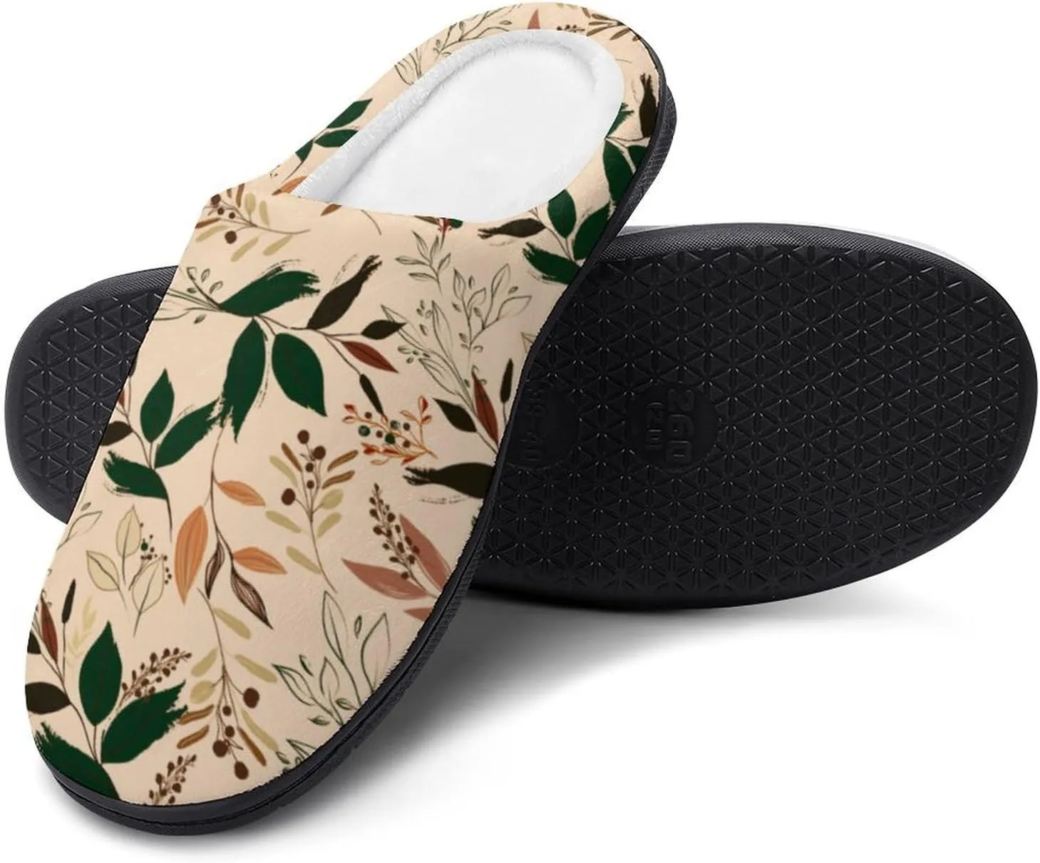 Women House Slippers Ladies Christmas Print Cotton Slippers Soft Clog Slippers Non-Slip Sole Warm Indoor Outdoor Shoes