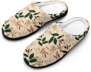 Women House Slippers Ladies Christmas Print Cotton Slippers Soft Clog Slippers Non-Slip Sole Warm Indoor Outdoor Shoes