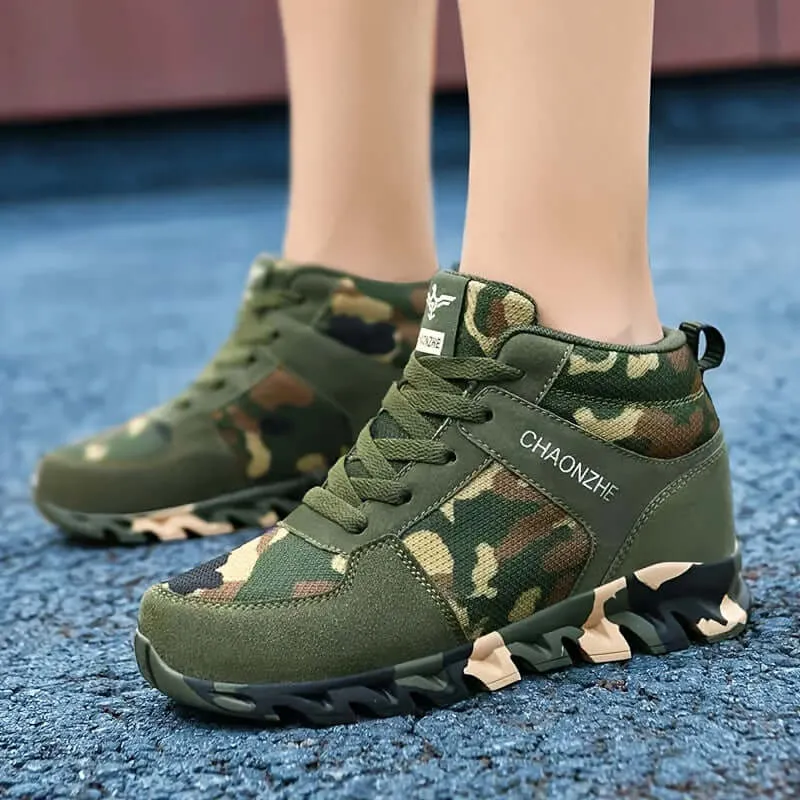 Women's Breathable Mesh Camo Sneakers with Hidden Height Boost