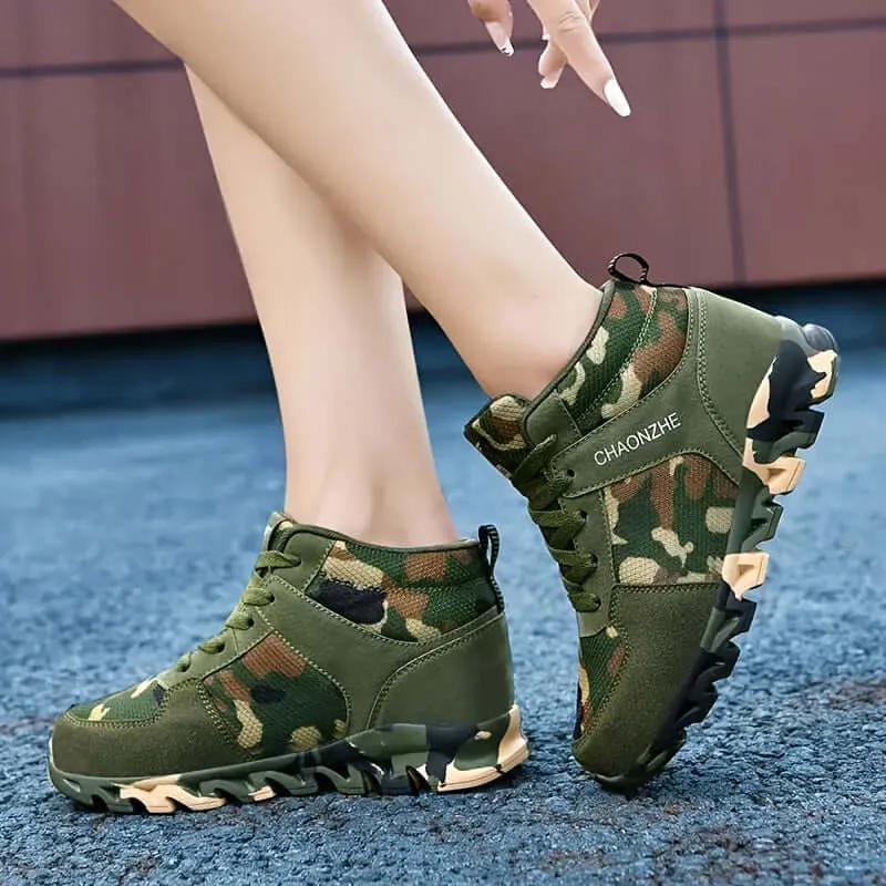 Women's Breathable Mesh Camo Sneakers with Hidden Height Boost