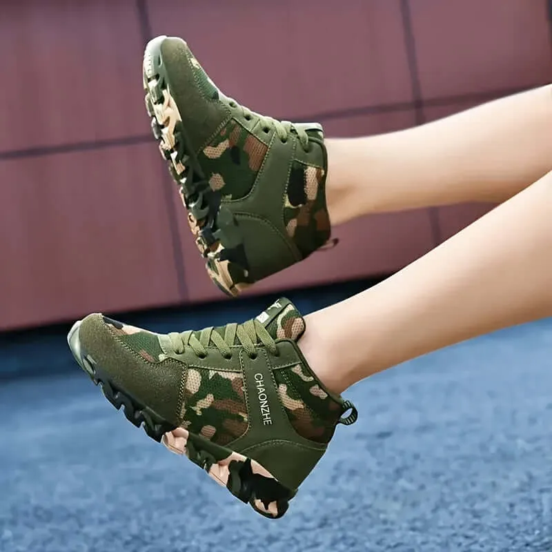 Women's Breathable Mesh Camo Sneakers with Hidden Height Boost