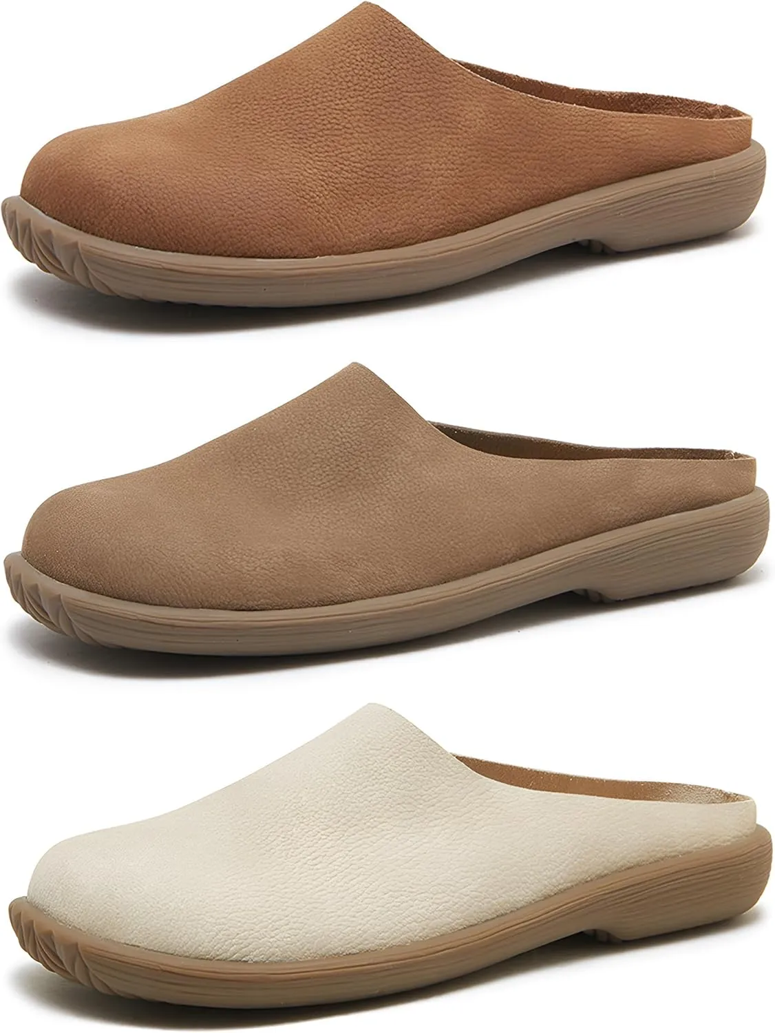Women's Casual Fashion Mule Clog Comfortable Indoor Outdoor All Day Leather Upper Insole Soft Rubber Sole Durable