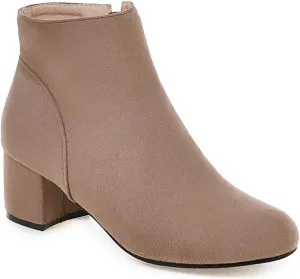 Women's Closed Round Toed Ankle Boots Round Toe Chunky Party Club Zipper Solid Shoes Cosplay Formal Occasion Concise Classic Suede Comfy Block Mid Heeled Booties
