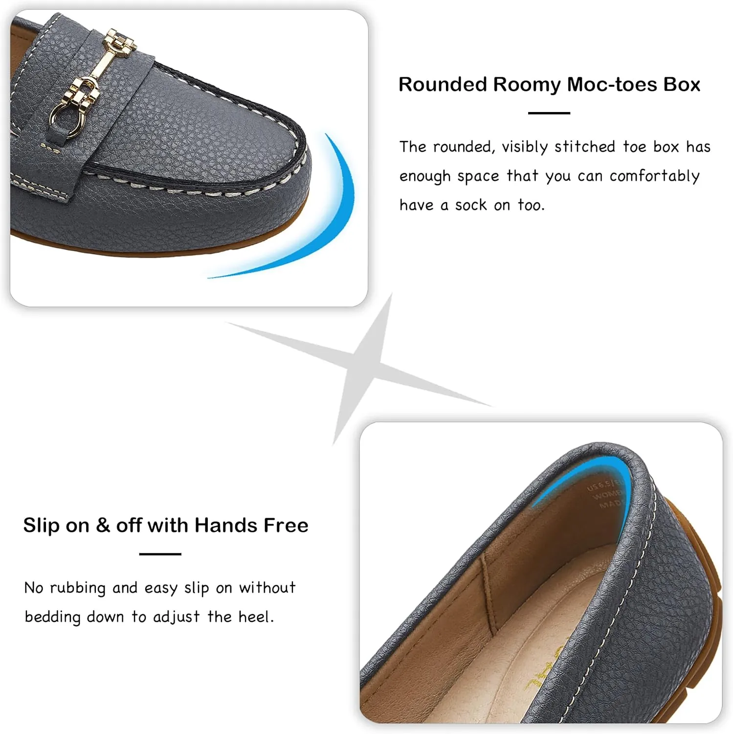Women's Comfortable & Lightweight Leather Loafers Slip-Ons Driving Mocs Walking Shoes Cute Business Casual Dress Shoes Work Flats for Women