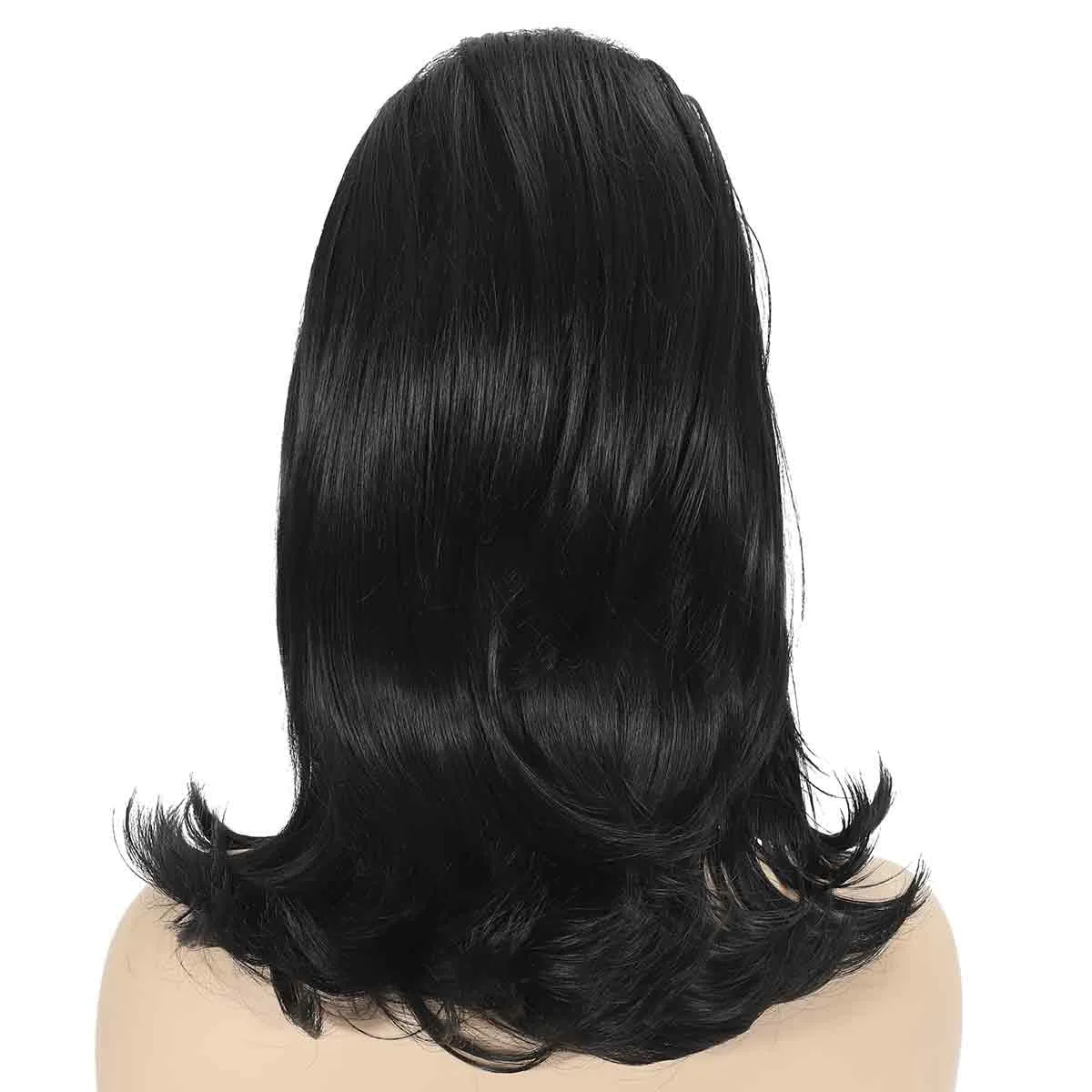 Womens Flip Wig 70s Pinup Pelucas 60s Retro Black Beehive Wig Vintage Wig with Bangs for Women Synthetic Hair for Halloween Costume Party