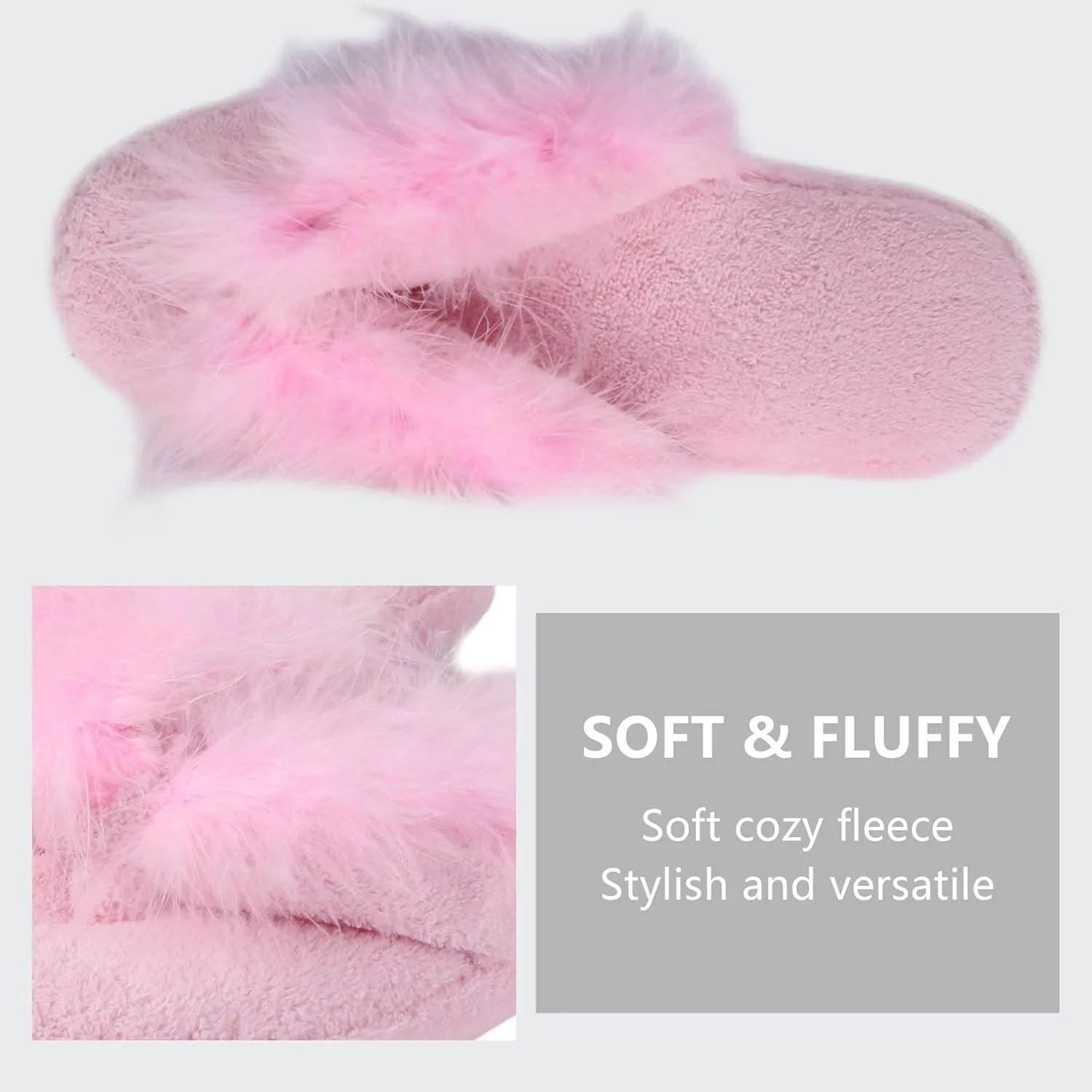 Women's Girls Soft Fluffy Indoor House Flip-Flops Non-Slip SPA Thong Slippers