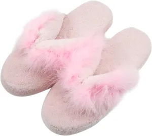 Women's Girls Soft Fluffy Indoor House Flip-Flops Non-Slip SPA Thong Slippers