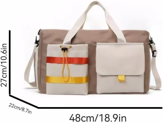Women's Gym Bag with Shoe Compartment, Travel Bag for Women Overnight Bag Duffel,Small Yet Spacious. Holds well after workouts, great for toiletries. (khaki) (pink)