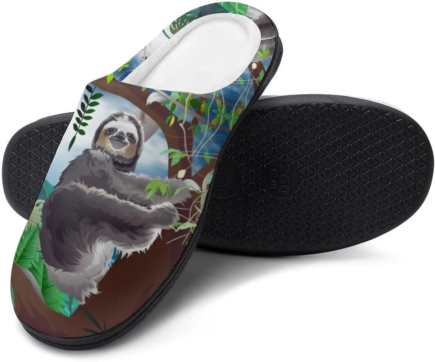 Womens Halloween Cotton Slippers Mens House Slippers Memory Foam Clog Slippers Non-Slip Sole Warm Indoor Outdoor Shoes