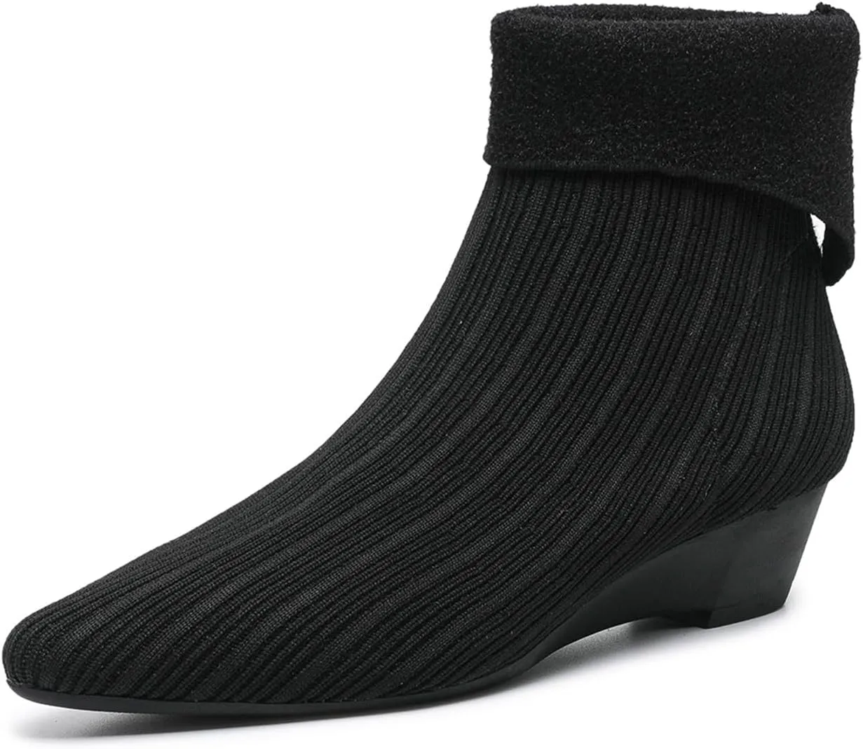 Women's Knitted Wedge Heel Sock Boots Comfortable Lightweight Breathable Low Chunky Heel Ankle Boots