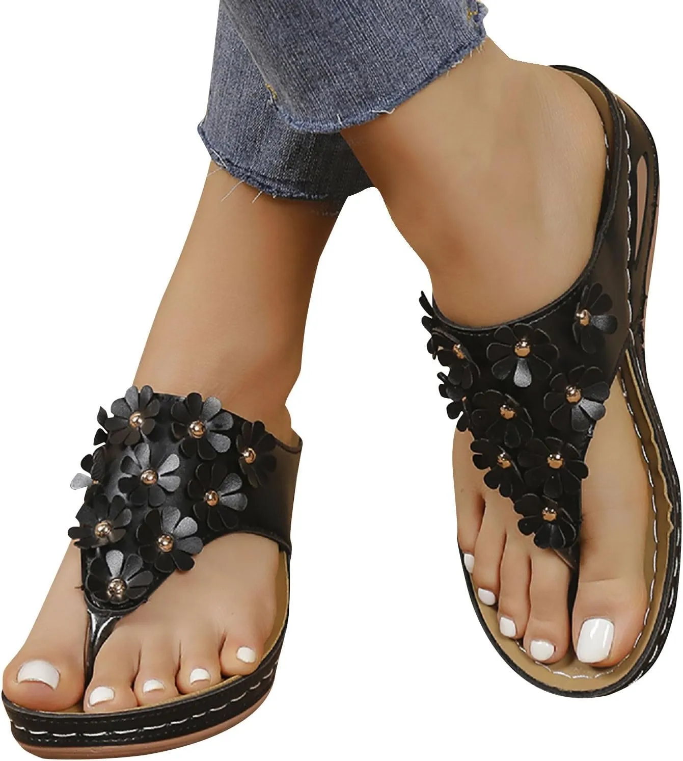 Women's New Summer Floral Wedge Flip-flops