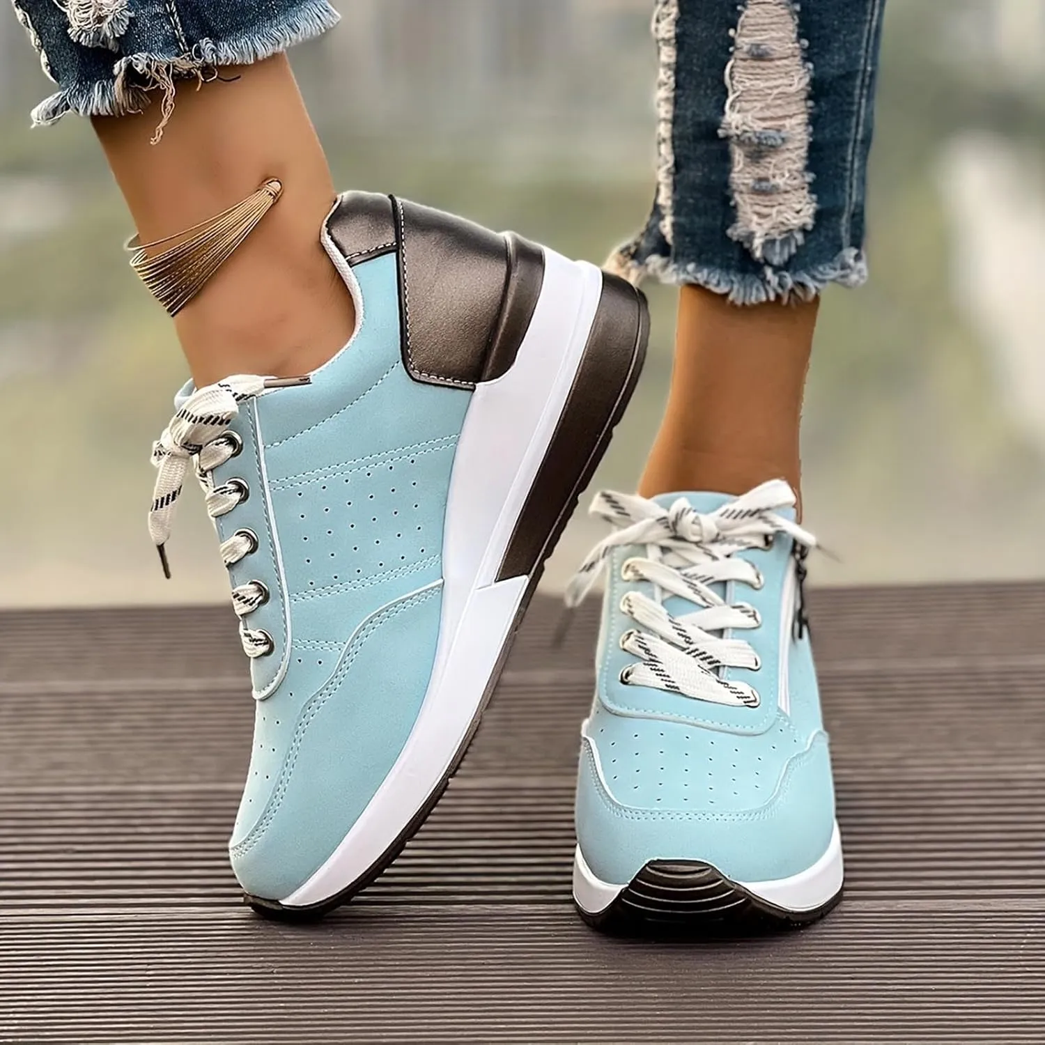 Women's Non Slip Comfortable Fashion Sneakers Slip on Lightweight Casual Tennis Sneakers Casual Mountain Shoe