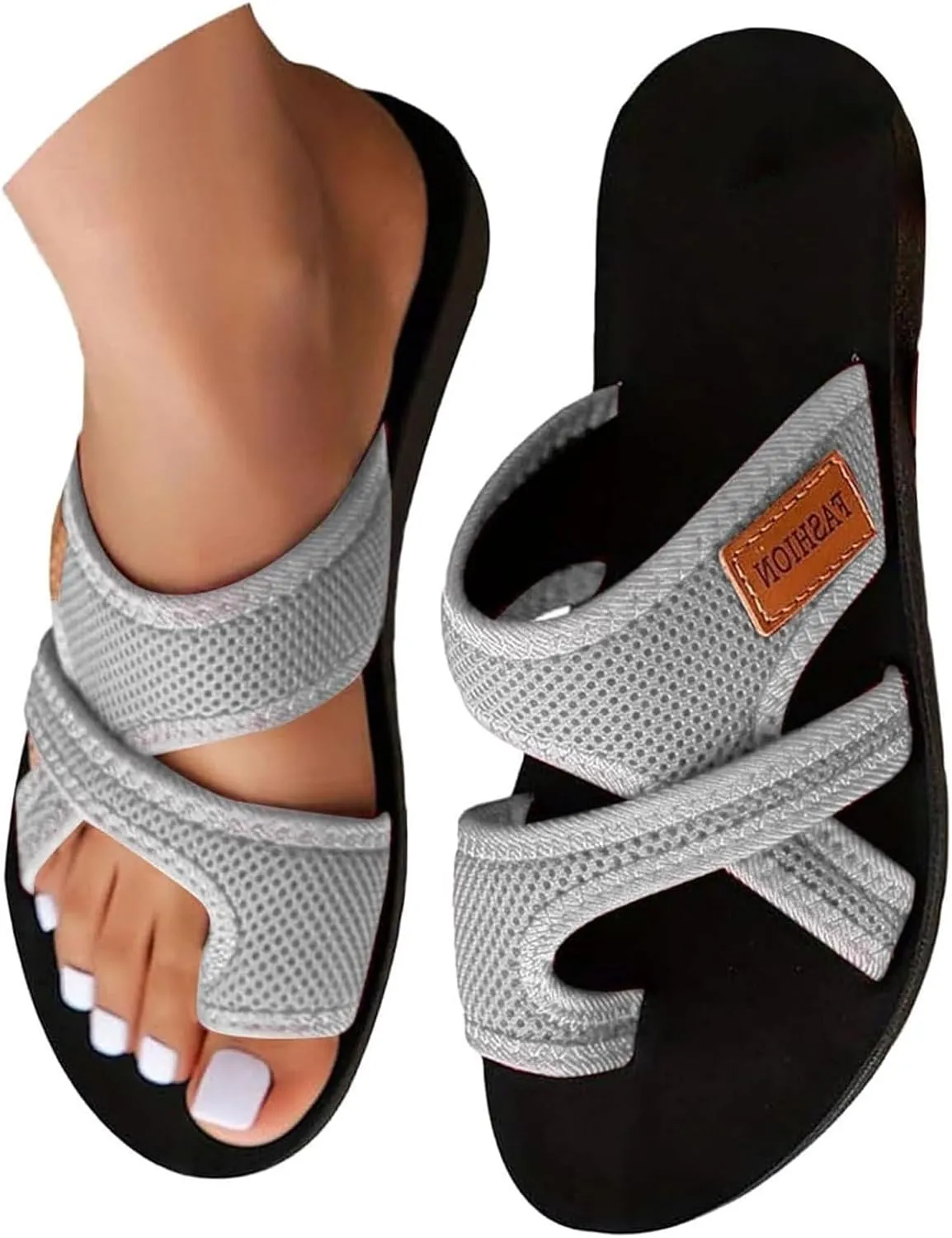 Womens Orthopedic Sandals 2025 Vacation Slide Beach Sandals with Arch Support Breathable Comfortable Flip Flops
