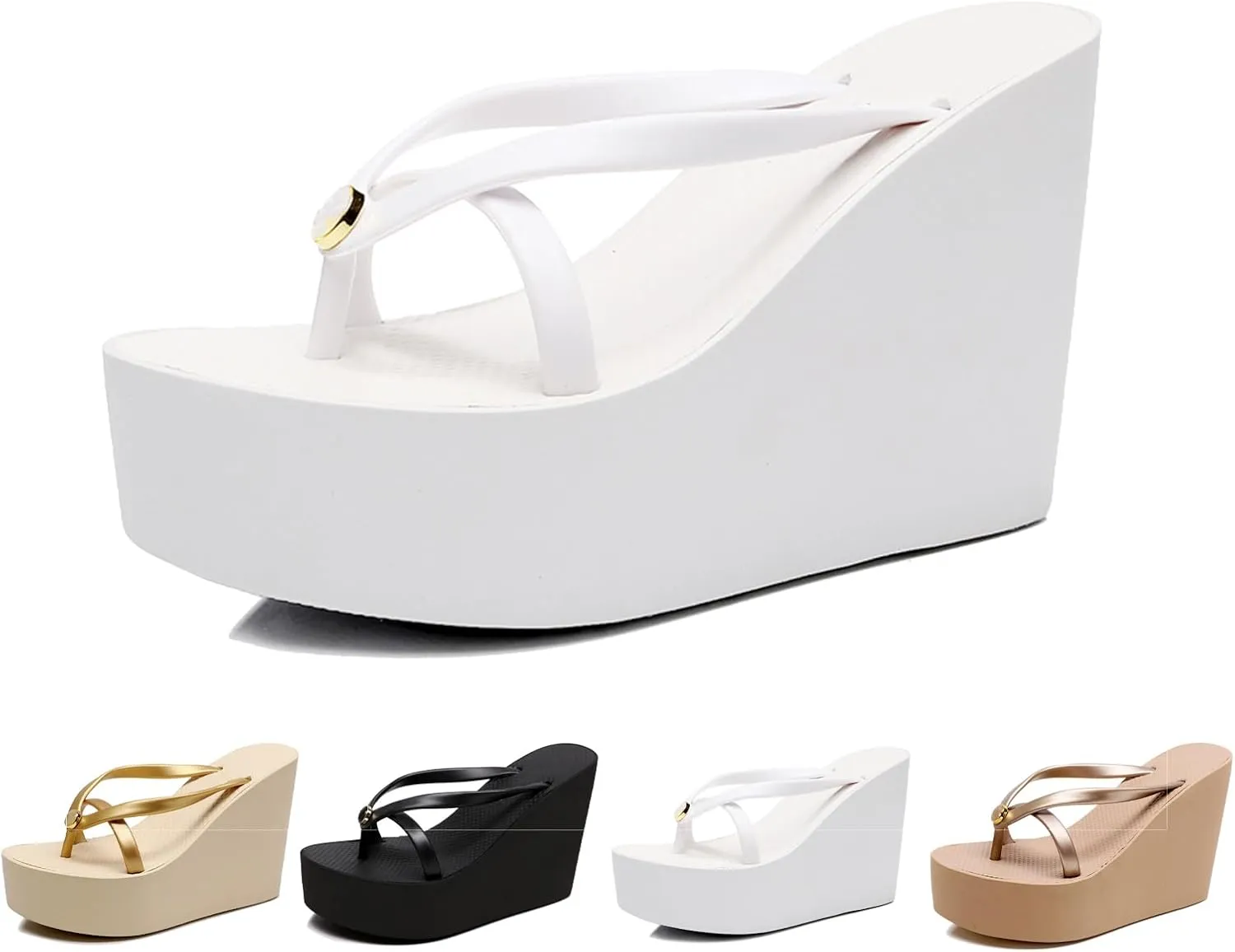Women's Platform Flip Flops – 4.33" Heel, Slip-On Beach Sandals, Stylish & Comfortable Summer Wedge Sandals for Casual Wear