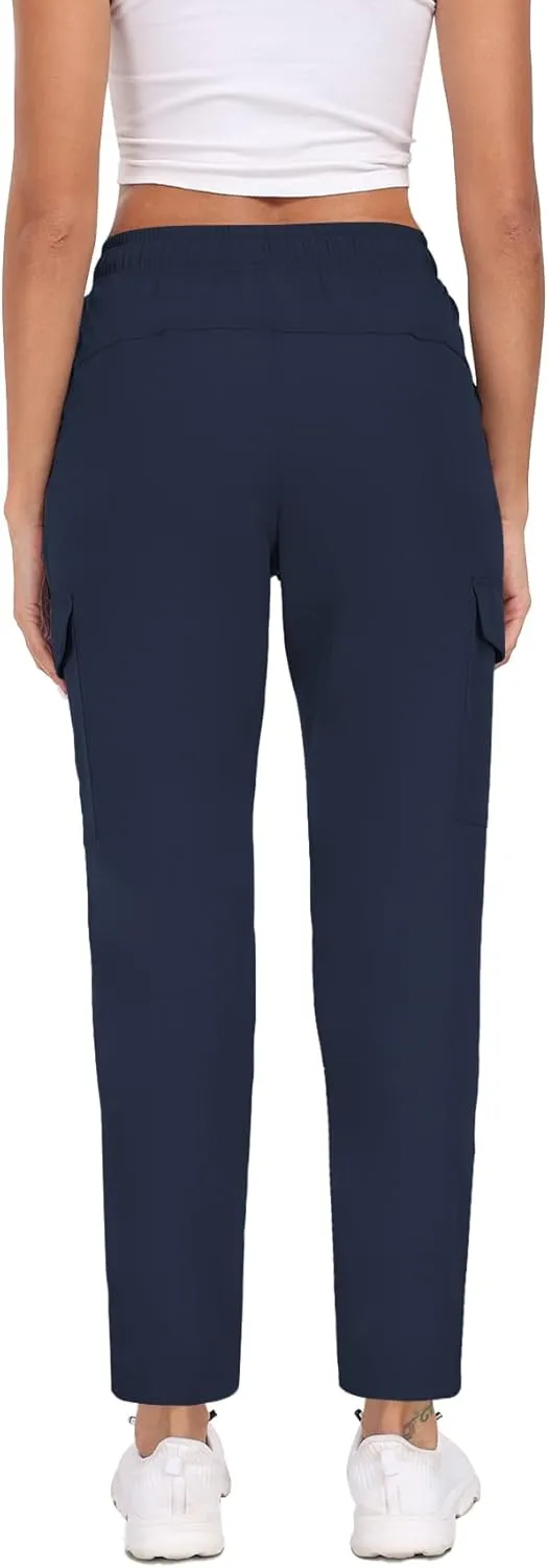 Women's Quick Dry Cargo Pants Water Resistant Hiking Pants Lightweight High Waisted Pants Zipper Pocket QYY24013