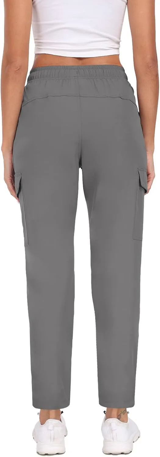 Women's Quick Dry Cargo Pants Water Resistant Hiking Pants Lightweight High Waisted Pants Zipper Pocket QYY24013