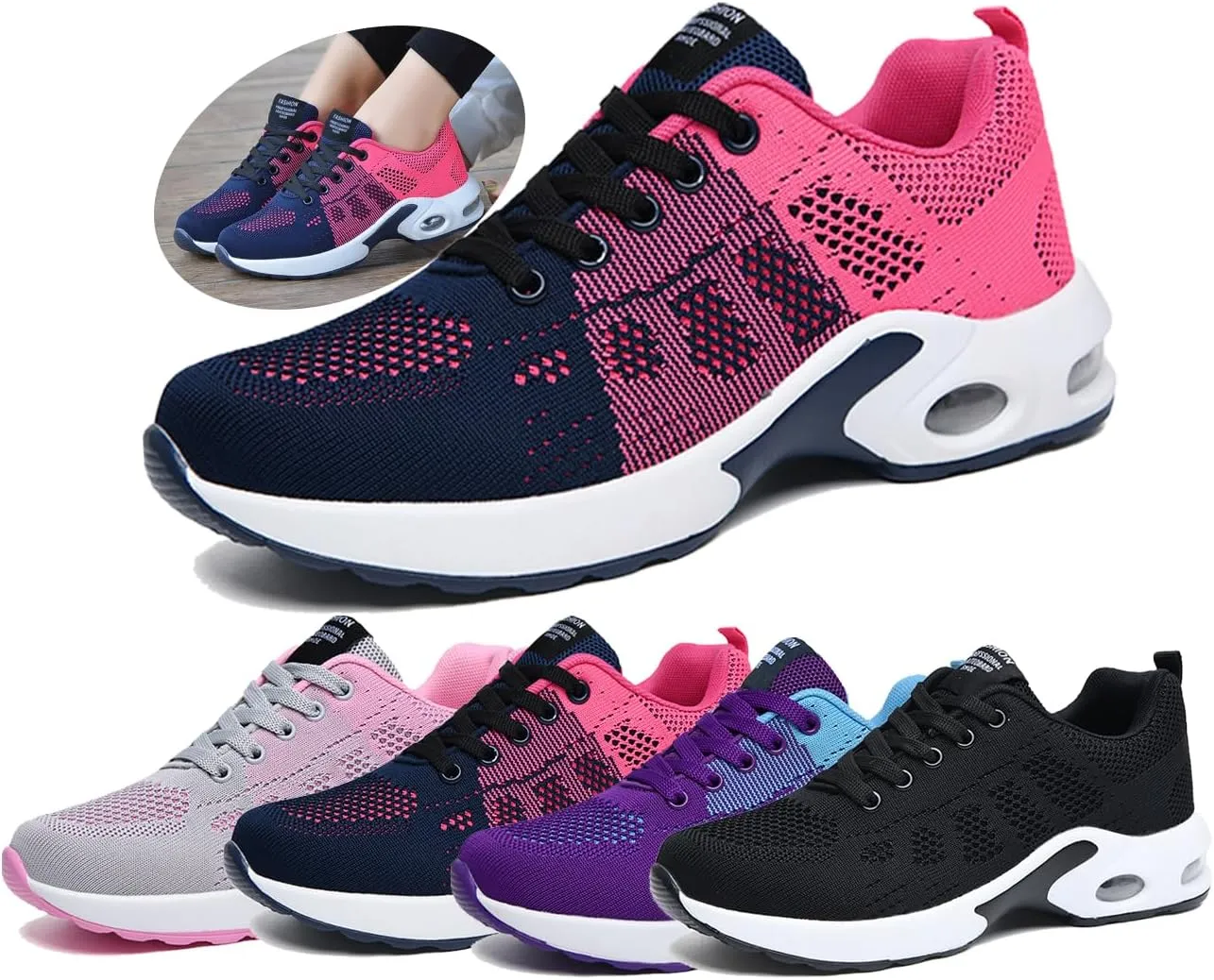 Womens Sneakers Air Cushion Running Shoes Lightweight Tennis Walking Shoes Mesh Breathable Gym Work Fashion Sneakers Athletic Comfortable Casual,Orthopedic Shoes for Women