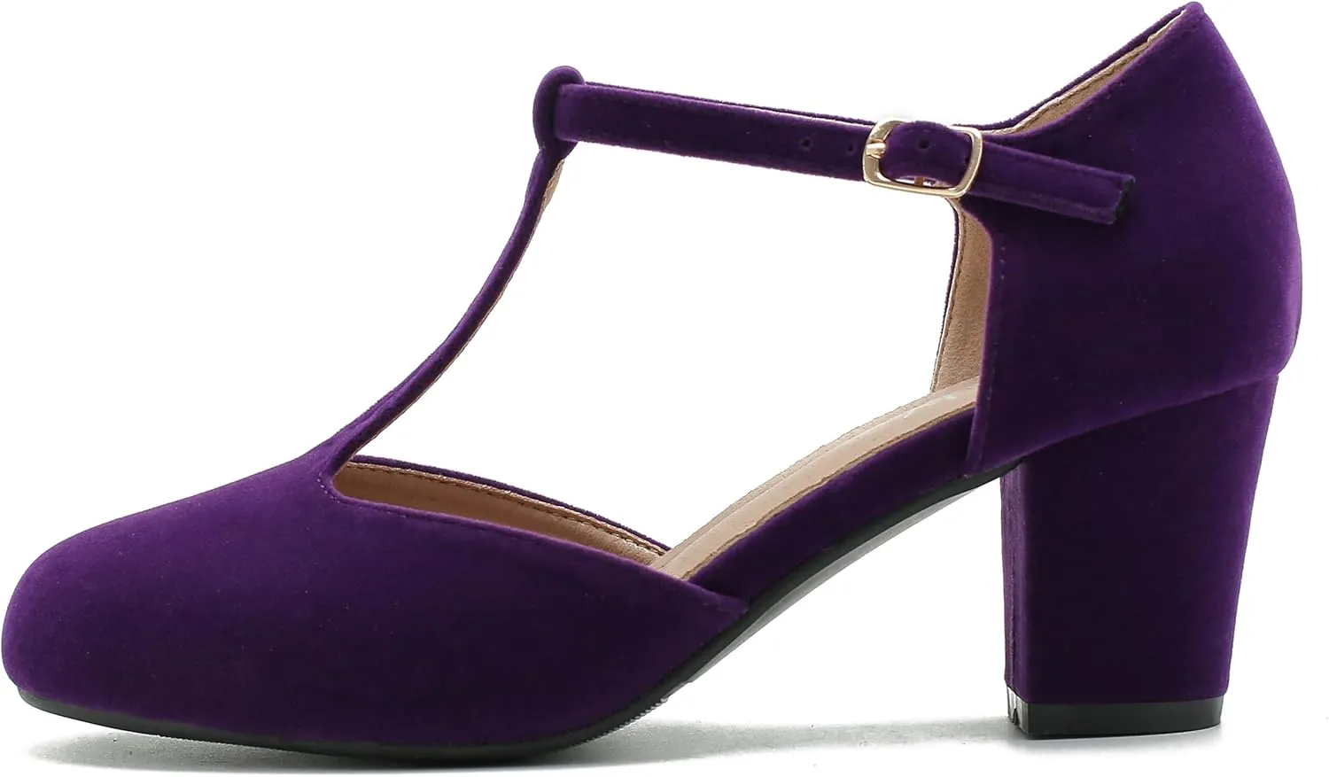 Womens T Strap Mary Jane Shoes Chunky Block Heel Ankle Strap Buckle Dress Pumps