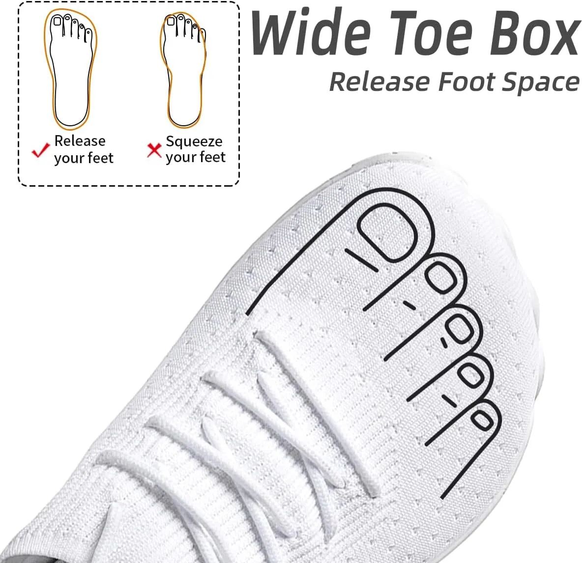 Womens Wide Toe Sneakers Walking Shoes Workout Slip On Sports Zero Drop Minimalism Lightweight Breathable Running Tennis Training Flat Sole