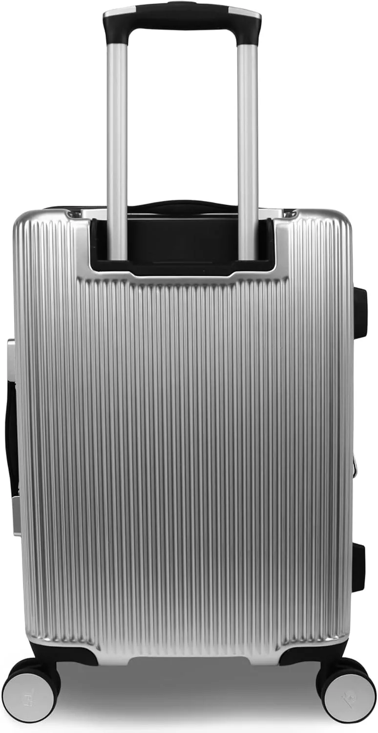 World Traveler Dejuno Monarch Lightweight Hardside Polycarbonate Expandable Spinner Luggage with TSA Lock, Titanium, 20-inch Carry-On
