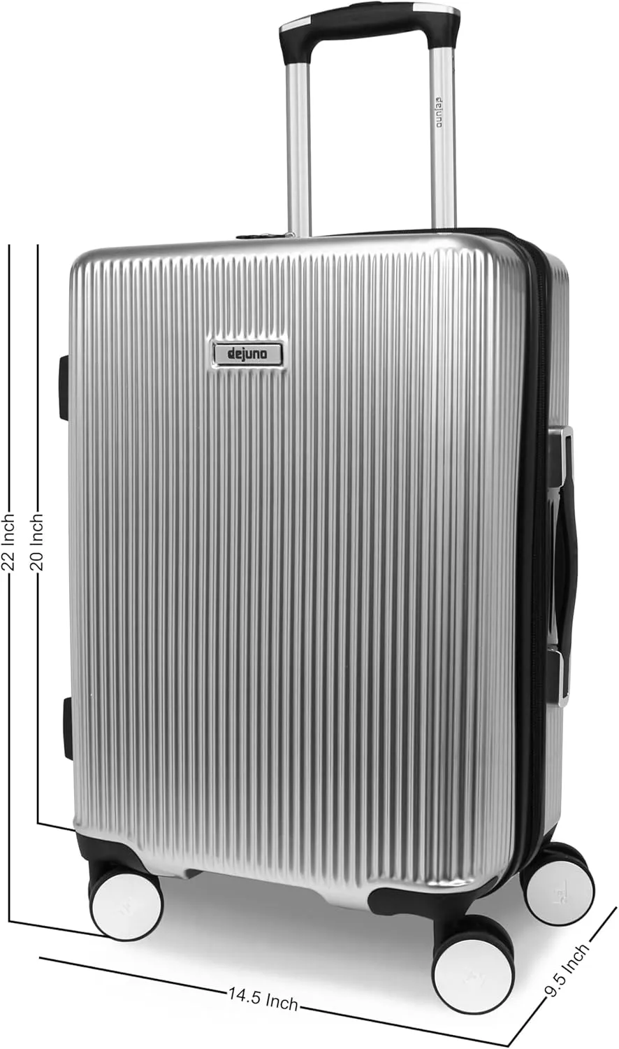 World Traveler Dejuno Monarch Lightweight Hardside Polycarbonate Expandable Spinner Luggage with TSA Lock, Titanium, 20-inch Carry-On