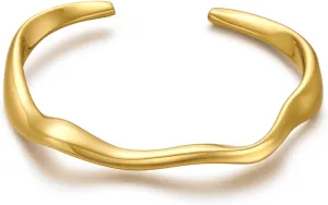 WOWORAMA Teardrop Gold Cuff Bracelets for Women Adjustable 18K Gold Plated Chunky Open Cuff Bangle Bracelets Minimalist Thick Gold Wrist Cuff Bracelets