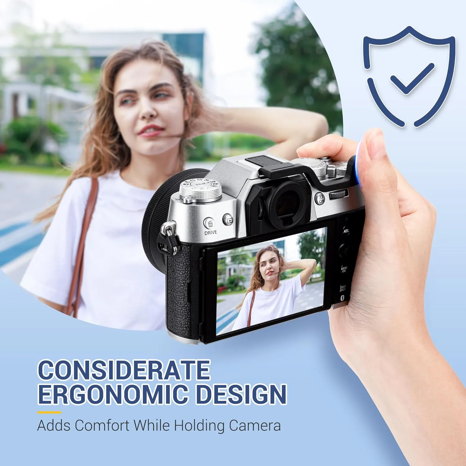 X-T50 Thumb Up Grip for Fujifilm Fuji X-T50 XT50 Camera Only,Aluminum Alloy Metal Thumb Grip with Hot Shoe Cover Protector Thumb Rest Support Holder, Not Affect The Use of XT50 Camera Buttons-Silver