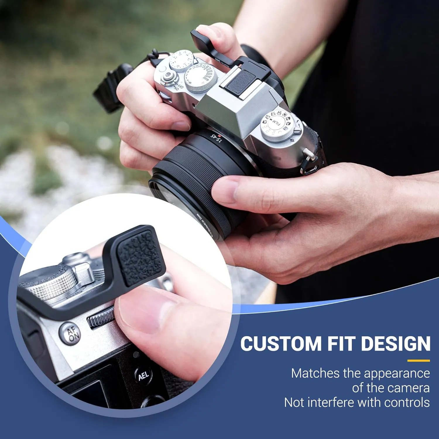 X-T50 Thumb Up Grip for Fujifilm Fuji X-T50 XT50 Camera Only,Aluminum Alloy Metal Thumb Grip with Hot Shoe Cover Protector Thumb Rest Support Holder, Not Affect The Use of XT50 Camera Buttons-Silver