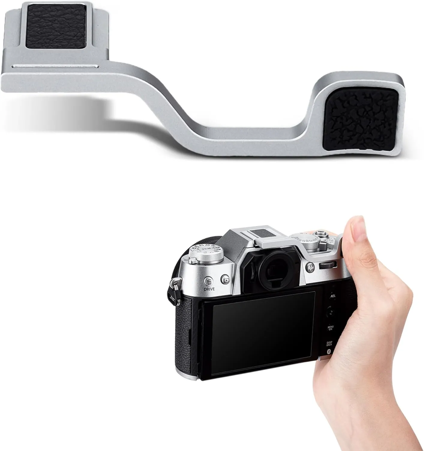 X-T50 Thumb Up Grip for Fujifilm Fuji X-T50 XT50 Camera Only,Aluminum Alloy Metal Thumb Grip with Hot Shoe Cover Protector Thumb Rest Support Holder, Not Affect The Use of XT50 Camera Buttons-Silver