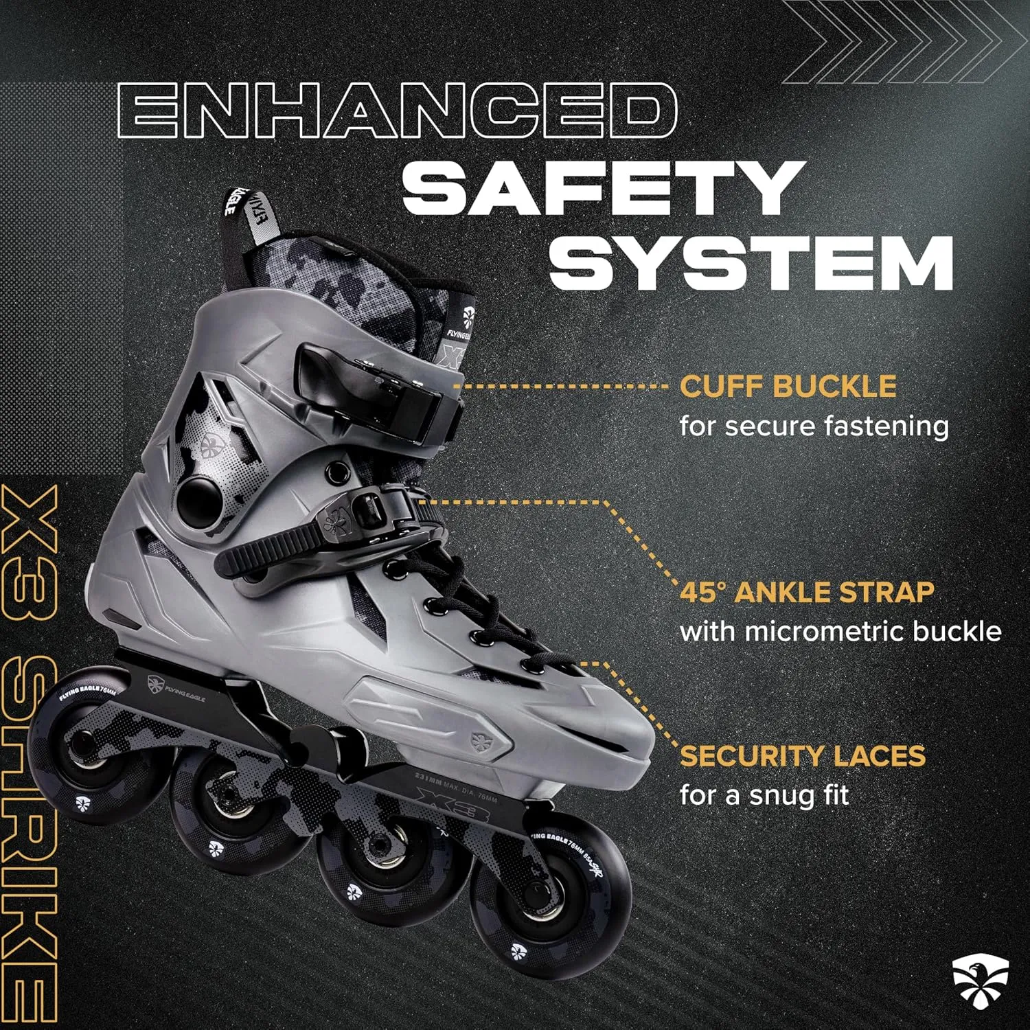 X3 Shrike Inline Skates - Inline Skates Men - Inline Skates Women - Inline Speed Skates - Adult Roller Blades - Adjustable Inline Skate - Outdoor Roller Blades