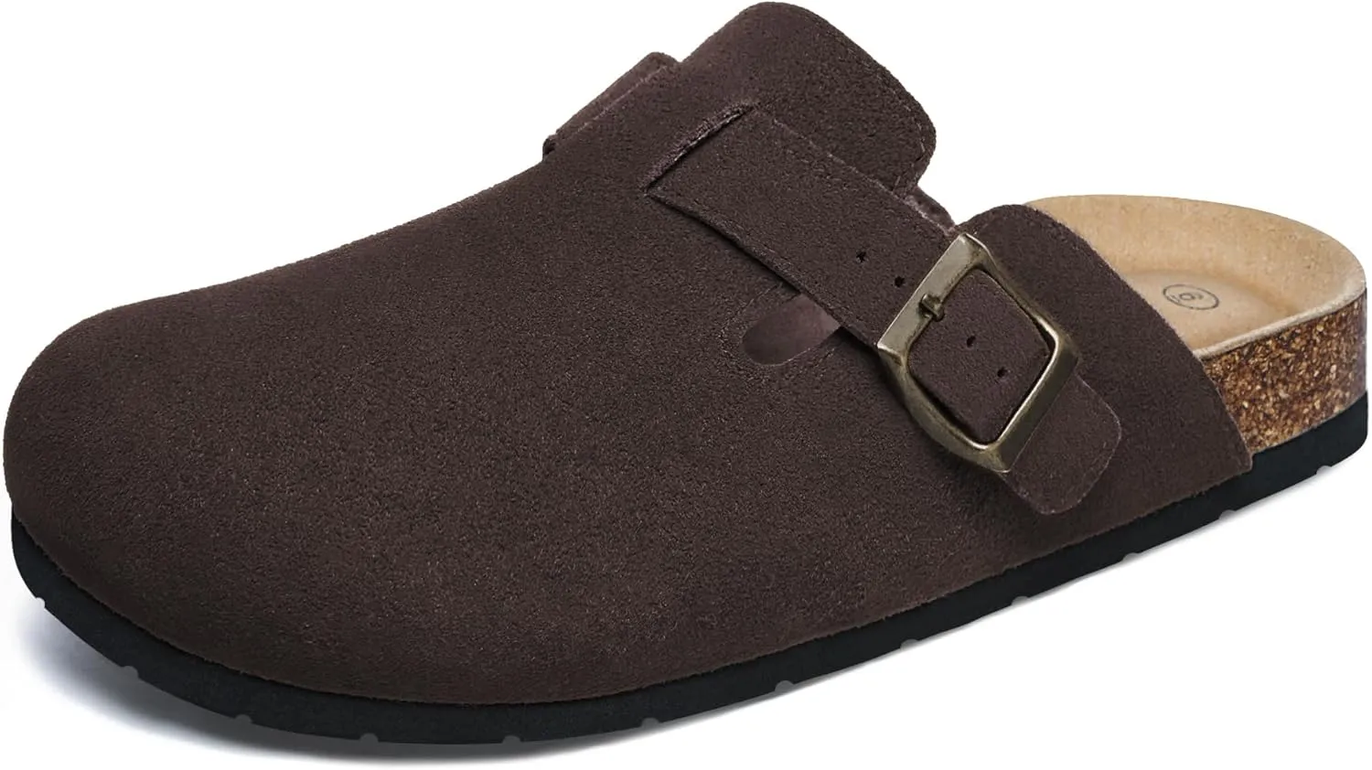 Xiakolaka Women's Suede Clogs Adjustable Buckle Slip on Footbed Home Clog Slippers