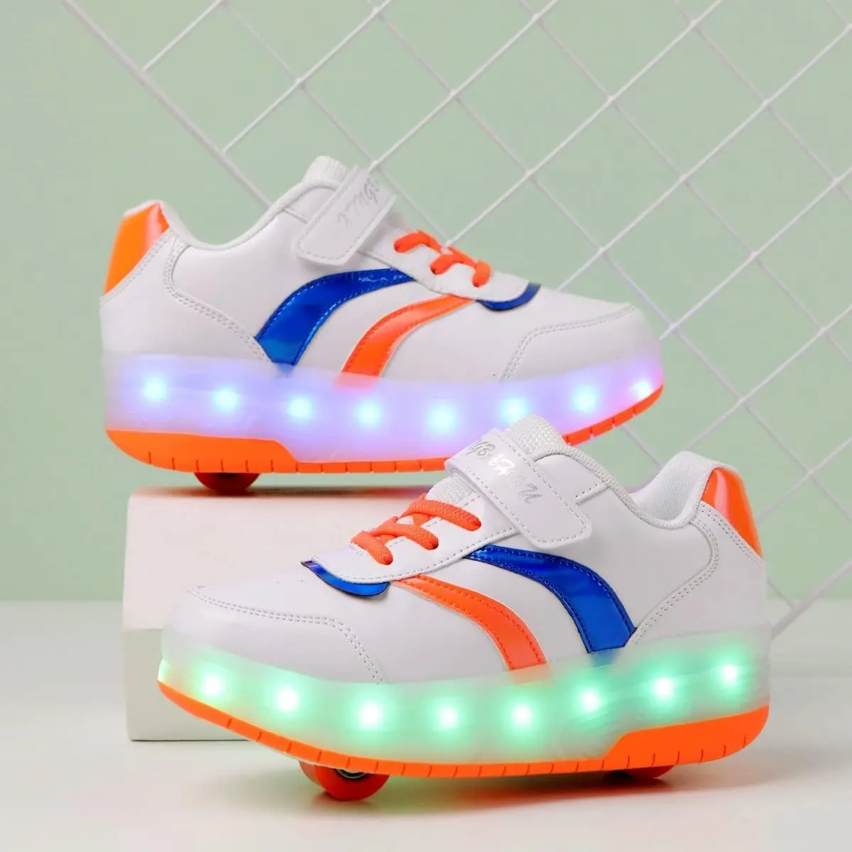 YUNICUS Roller Shoes for Girls Boys Kid Light Up Sneakers with Wheels