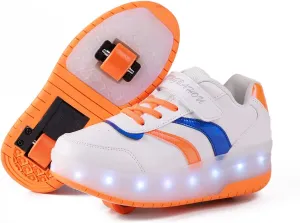 YUNICUS Roller Shoes for Girls Boys Kid Light Up Sneakers with Wheels