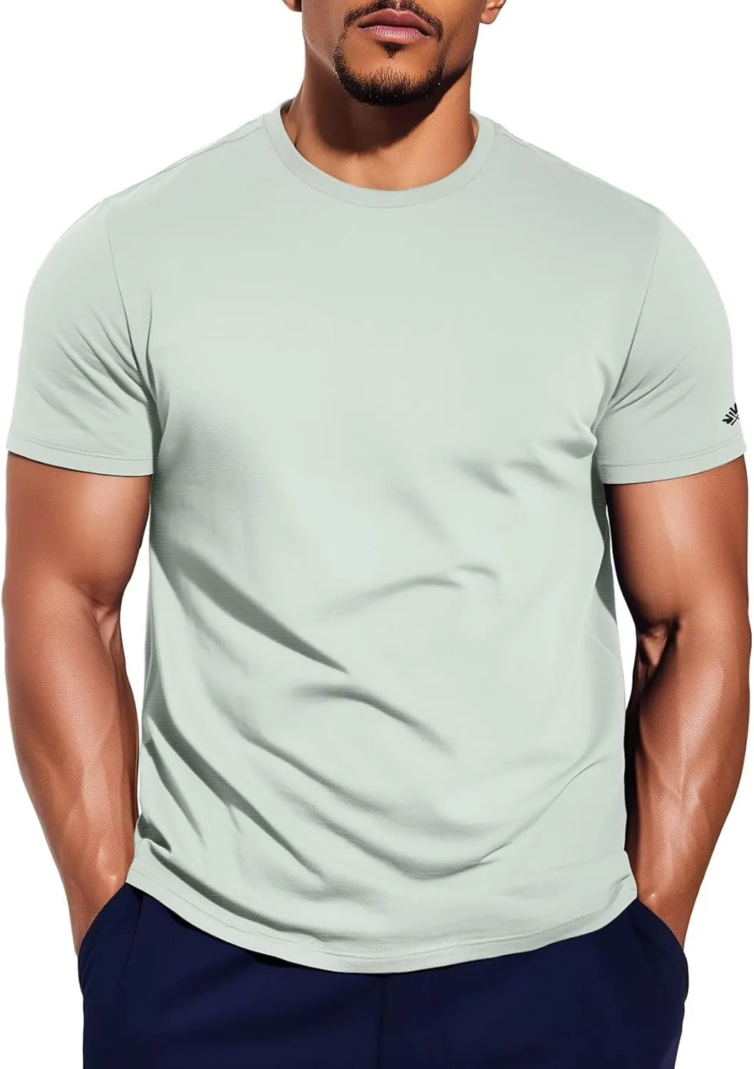 Zengjo Mens Running Shirts Quick Dry Lightweight Moisture Wicking Short Sleeve Gym Workout Athletic Tee