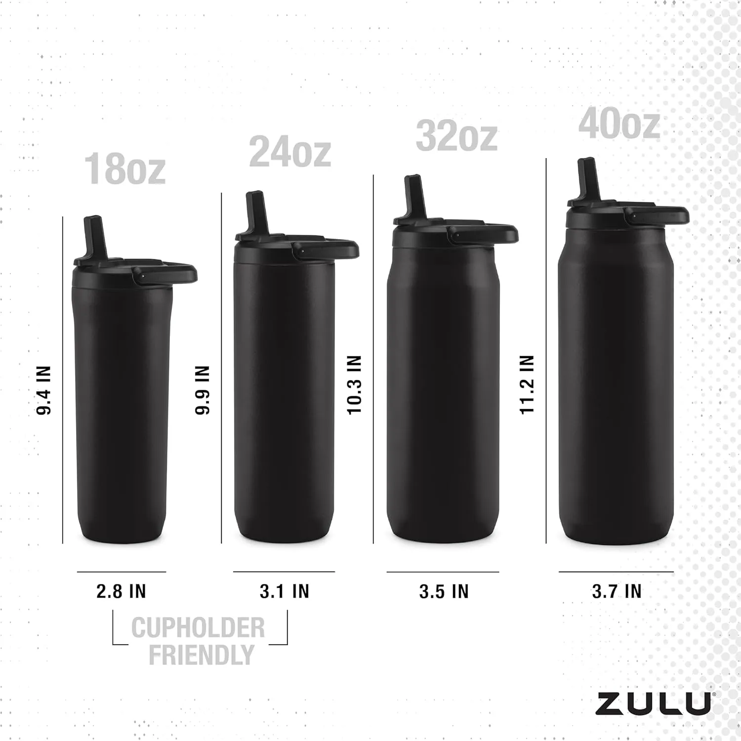 ZULU Base 24oz Stainless Steel Water Bottle with 3 Lids- Straw, Chug, Twist | Double Walled and Vacuum Insulated Metal Thermos | Fits Car Cupholder, Built in Carry Loop, Dishwasher Safe, Sage