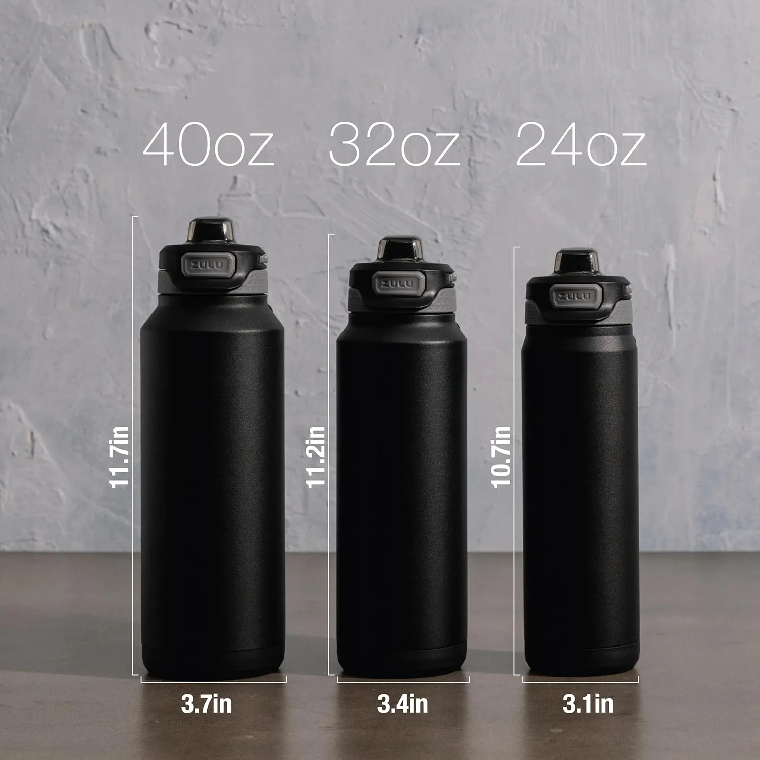 ZULU Powerfill Pro 40oz Stainless Steel Water Bottle with Quick Fill Lid, Triple Walled Vacuum Insulated Metal, Leak Proof Locking Lid, Sip and Chug, Reusable BPA Free, Black